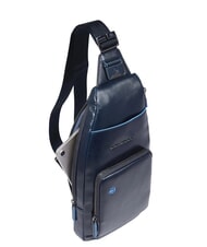 PIQUADRO BLUE SQUARE Schultertasche/Rucksack aus Leder mit Mini-Tablet-Halterung Blau - Umhängetaschen Herren - 6