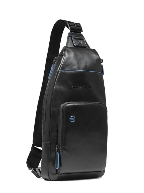 BLUE SQUARE Schultertasche/Rucksack aus Leder mit Mini-Tablet-Halterung Schwarz - Umhängetaschen Herren