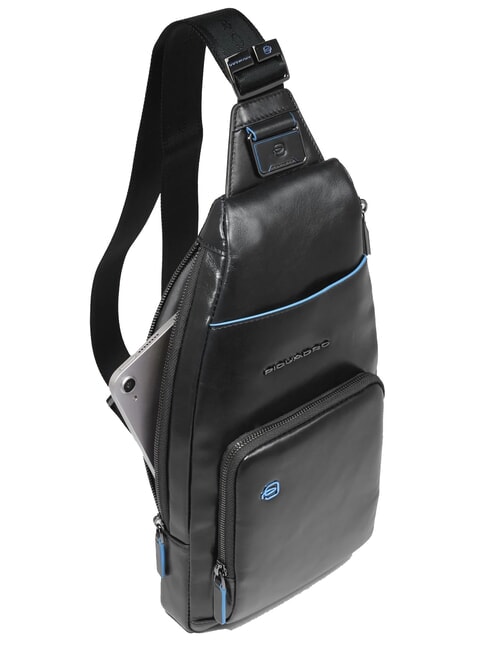 BLUE SQUARE Schultertasche/Rucksack aus Leder mit Mini-Tablet-Halterung Schwarz - Umhängetaschen Herren