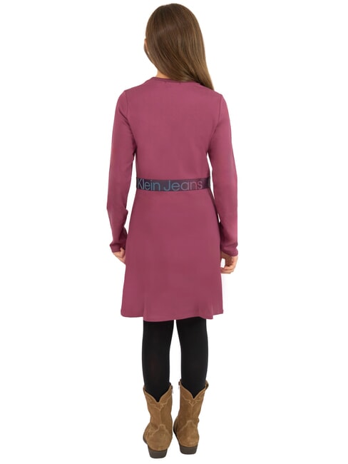CK KIDS Lang&auml;rmeliges Kleid mit elastischem Bund und Logo Amarant - Kleider f&uuml;r kleine M&auml;dchen
