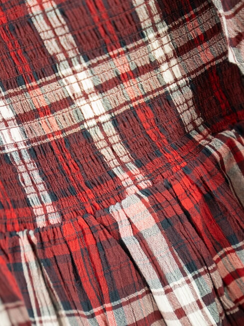 TH KIDS Langärmeliges kariertes Kleid für Mädchen Mehrfachprüfung - Kleider für kleine Mädchen