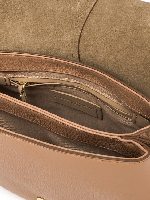 HELENA ROUND Ledertasche mit doppeltem Schultergurt Ton - Damentaschen