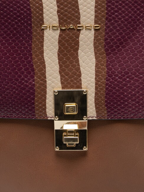 CAMPIONARIO - DAFNE Aktentasche aus Leder braun/burgunderrot/beige - Arbeitstaschen