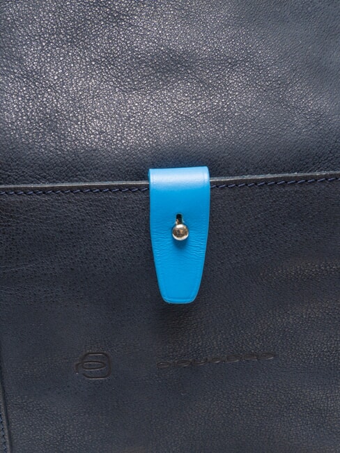 CAMPIONARIO - SARTORIA 2 Gro&szlig;e Reisetasche aus Leder mit Schultergurt blau/pitti - Reisetaschen