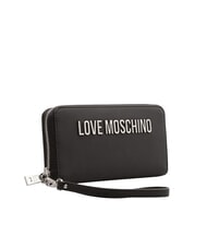 LOVE MOSCHINO LAMINATED BOLD LOVE Große Geldbörse mit Armband Schwarz Schwarz - Brieftaschen Damen - 3