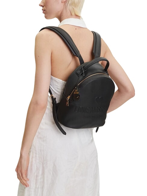 LOVE EMBOSSED Rucksack mit gesticktem Logo Schwarz - Damentaschen