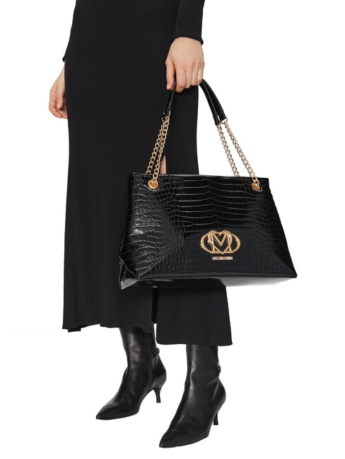 SHINY CROCO Schultertasche schwarzer Krokus - Damentaschen