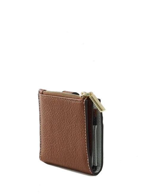 METALLIC TRICOLOR Mini-Geldb&ouml;rse aus geh&auml;mmertem Leder Schnee/Cognac/Noir - Brieftaschen Damen