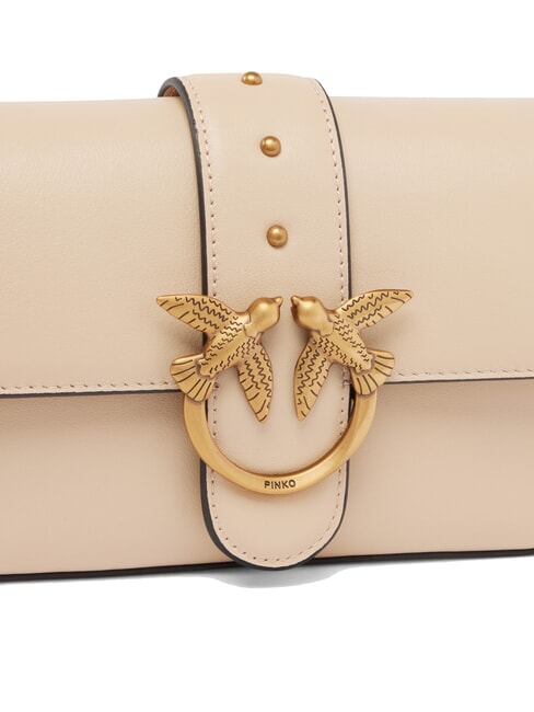 LOVE ONE SLOUCHY Mini-Umh&auml;ngetasche aus Leder Beige-Rauchgrau-Antikgold - Damentaschen