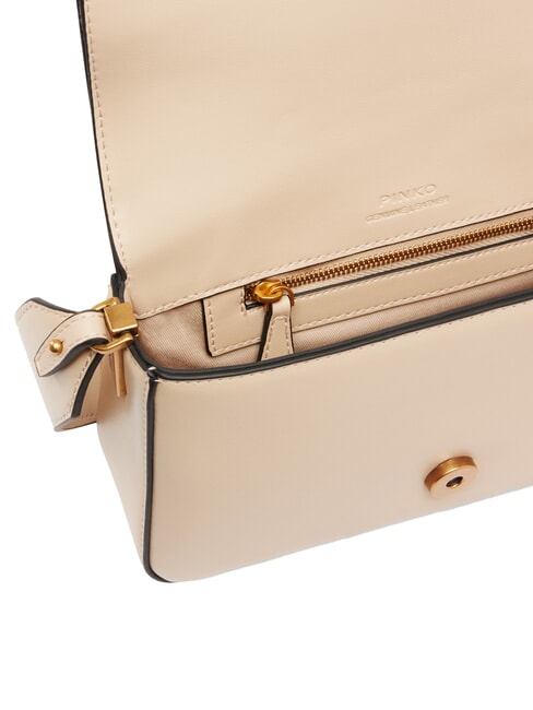 LOVE ONE SLOUCHY Mini-Umh&auml;ngetasche aus Leder Beige-Rauchgrau-Antikgold - Damentaschen