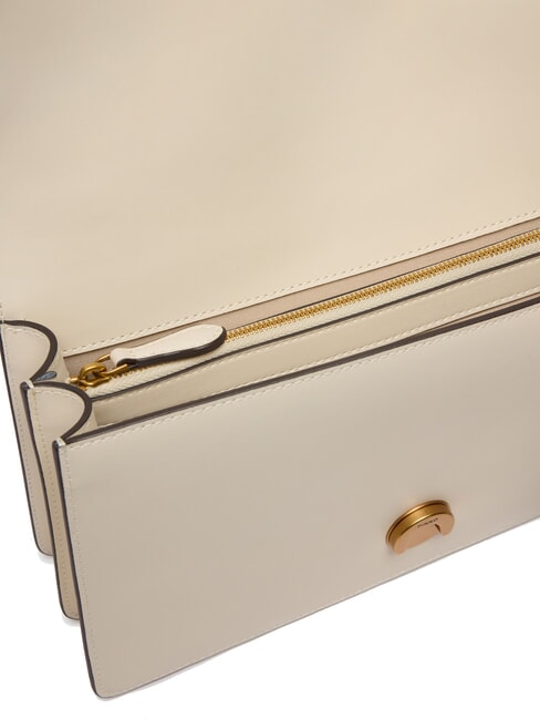 LOVE ONE CLASSIC Umhängetasche aus Leder mit Überschlag Seide weiß-antikgold - Damentaschen