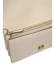 PINKO LOVE ONE CLASSIC Umhängetasche aus Leder mit Überschlag Seide weiß-antikgold - Damentaschen - 4