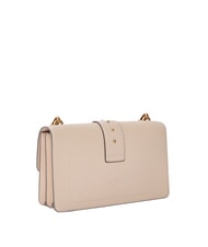 PINKO LOVE ONE CLASSIC Umhängetasche aus Leder mit Überschlag Beige-Rauchgrau-Antikgold - Damentaschen - 2