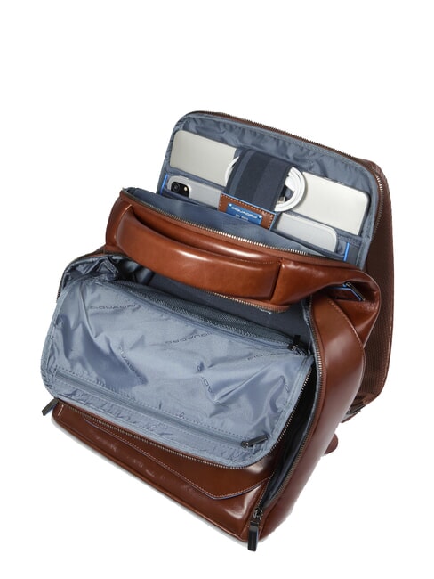 BLUE SQUARE Lederrucksack, 14-Zoll-Laptophalter BRAUN - PC-Rucksäcke