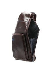 PIQUADRO BLUE SQUARE Schultertasche/Rucksack aus Leder mit Mini-Tablet-Halterung MAHAGONI - Umhängetaschen Herren - 6