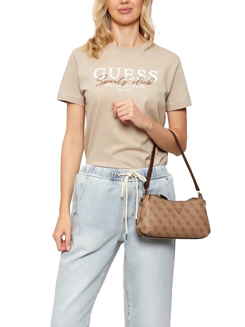 NOELLE 2 Schultertasche, Umhängetasche Latte-Logo / braun - Damentaschen