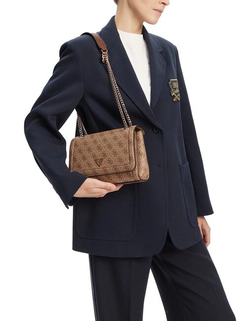 NOELLE 2 Wandelbare Tasche mit Klappe Latte-Logo / braun - Damentaschen