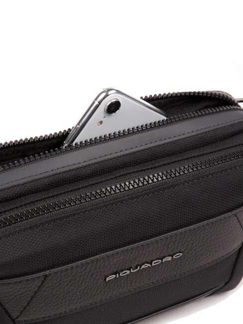 TRAKAI Gürteltasche aus Leder und Stoff Schwarz - Hüfttaschen