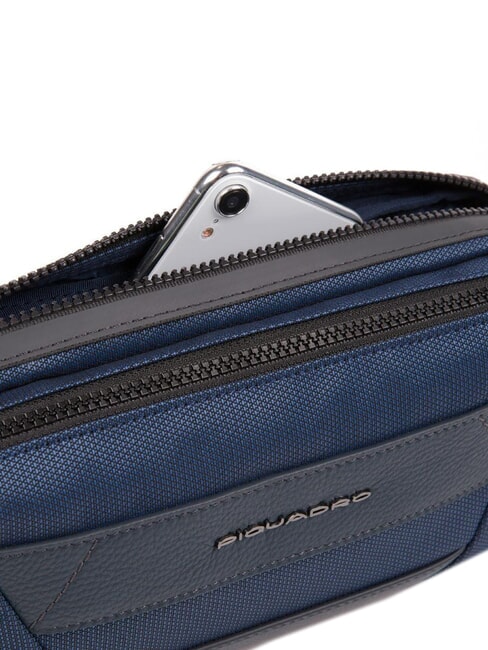 TRAKAI G&uuml;rteltasche aus Leder und Stoff Blau - H&uuml;fttaschen