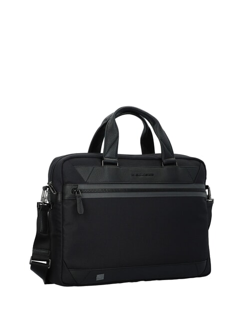 TRAKAI Aktentasche aus Leder und Stoff für 14-Zoll-Laptops Schwarz - Arbeitstaschen