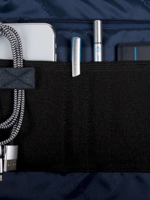 TRAKAI Aktentasche aus Leder und Stoff f&uuml;r 14-Zoll-Laptops Blau - Arbeitstaschen