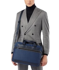 PIQUADRO TRAKAI Aktentasche aus Leder und Stoff f&uuml;r 14-Zoll-Laptops Blau - Arbeitstaschen - 8