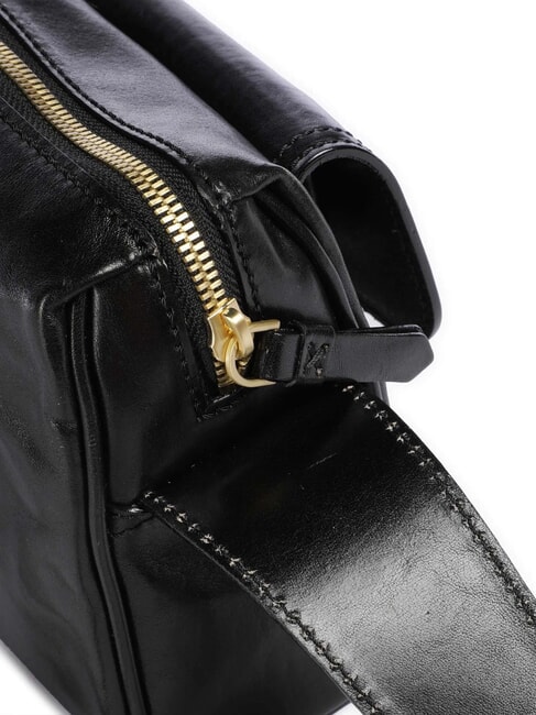 FLORA Umh&auml;ngetasche aus Leder mit Tasche Schwarzes Gold - Damentaschen