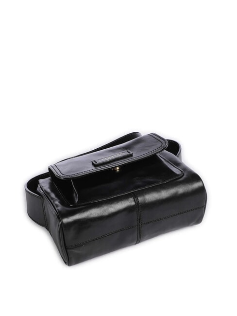 FLORA Umh&auml;ngetasche aus Leder mit Tasche Schwarzes Gold - Damentaschen