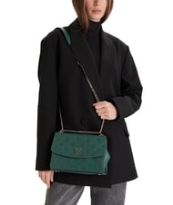 GUESS CRESIDIA II Umh&auml;ngetasche mit &Uuml;berschlag hellsalbeifarbenes Logo - Damentaschen - 5