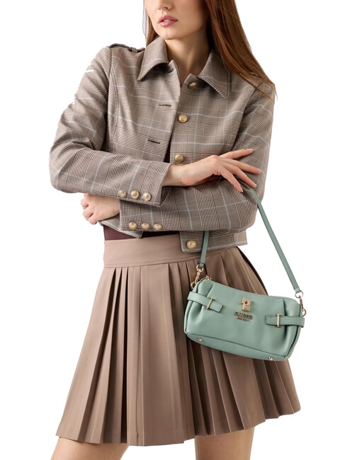 YESBA Kleine Schultertasche mit Anh&auml;nger dunkles Taupe - Damentaschen