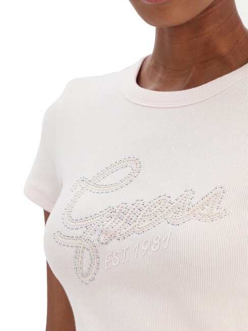 STUDS SCRIPT Schmal geschnittenes Kurzarm-T-Shirt Zartrosa - T-Shirts und Tops f&uuml;r Damen