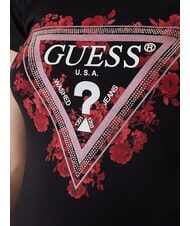 GUESS FLOWERS TRIANGLE Kurzarm-Stretch-T-Shirt jetbla - T-Shirts und Tops f&uuml;r Damen - 4