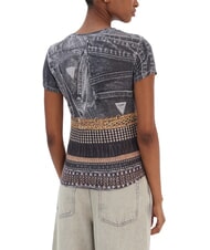 GUESS BELT WRAPPED Schmal geschnittenes T-Shirt mit Allover-Print pechschwarz multi - T-Shirts und Tops f&uuml;r Damen - 2