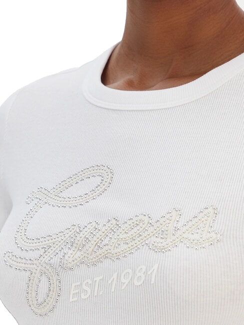 STUDS SCRIPT Schmal geschnittenes Kurzarm-T-Shirt purwei&szlig; - T-Shirts und Tops f&uuml;r Damen