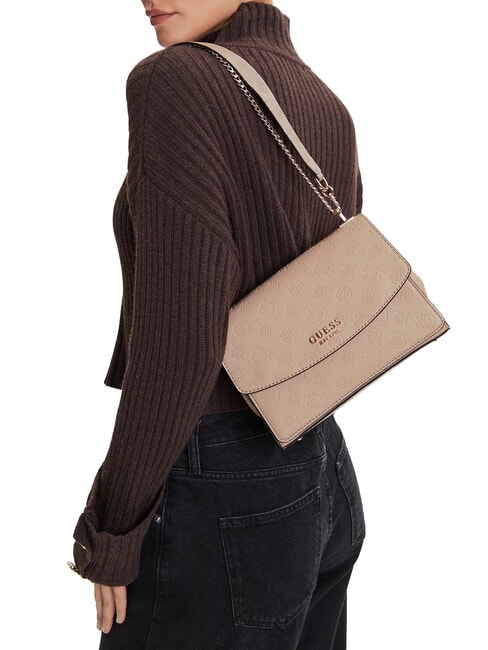 PHOEBE Umh&auml;ngetasche einfach taupefarbenes Logo - Damentaschen