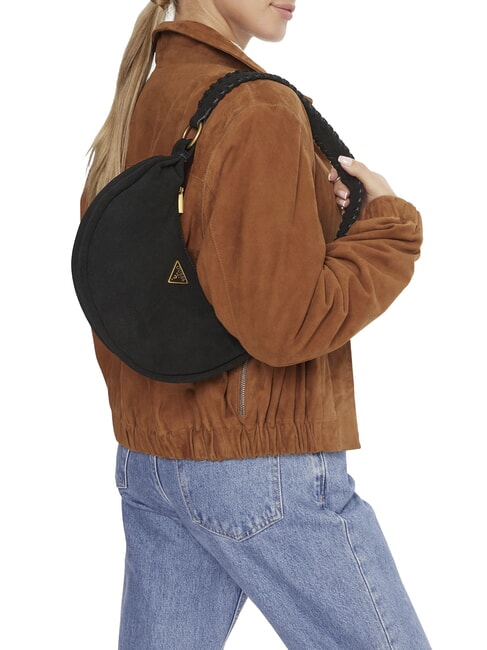 AMITA Schultertasche, Leder SCHWARZ - Damentaschen