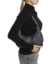 GUESS ERENIA Schultertasche mit 4G-Allover-Logo Kohle - Damentaschen - 5