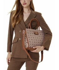 GUESS NEDA Tragetasche aus Jacquard-Stoff MILCH-LOGO - Damentaschen - 5