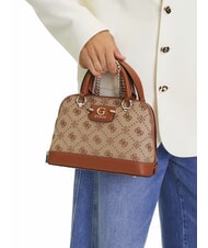 GUESS NEDA Kuppelförmige Tasche aus Jacquard-Gewebe MILCH-LOGO - Damentaschen - 5