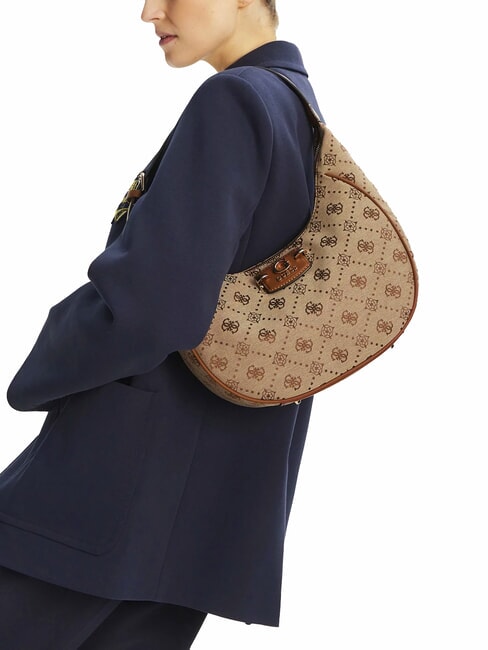 NEDA Hobo-Schultertasche aus Jacquard-Stoff MILCH-LOGO - Damentaschen