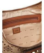 GUESS NEDA Hobo-Schultertasche aus Jacquard-Stoff MILCH-LOGO - Damentaschen - 5