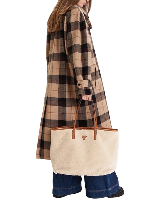 VICTORIA Teddy-Einkaufstasche mit Clutch natur / cognac - Damentaschen