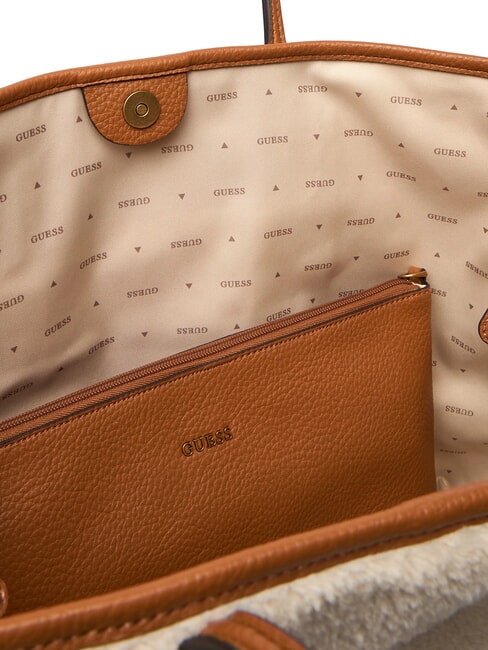 VICTORIA Teddy-Einkaufstasche mit Clutch natur / cognac - Damentaschen