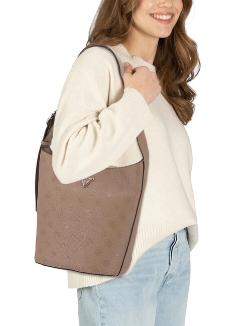CRESIDIA Beuteltasche mit Clutch Logo in dunklem Taupe - Damentaschen