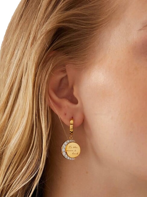 MOON PHASES Ohrringe mit Medaille und Kristallen gelbes Gold - Ohrringe