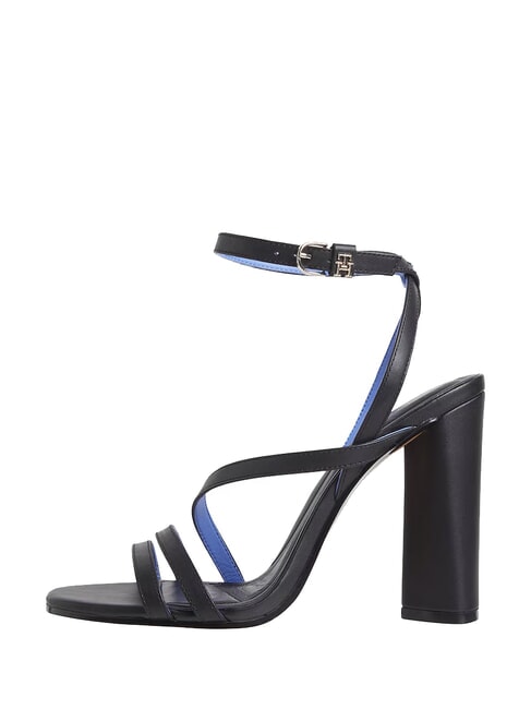 TH LEATHER BLOCK Hohe Ledersandalen mit Kn&ouml;chelriemen Schwarz - Damenschuhe