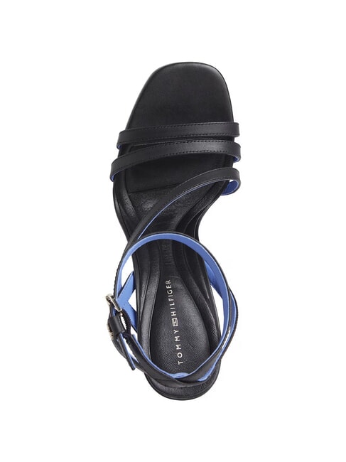 TH LEATHER BLOCK Hohe Ledersandalen mit Kn&ouml;chelriemen Schwarz - Damenschuhe