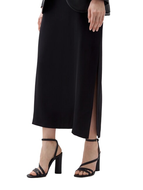 TH LEATHER BLOCK Hohe Ledersandalen mit Kn&ouml;chelriemen Schwarz - Damenschuhe