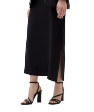 TOMMY HILFIGER TH LEATHER BLOCK Hohe Ledersandalen mit Kn&ouml;chelriemen Schwarz - Damenschuhe - 7