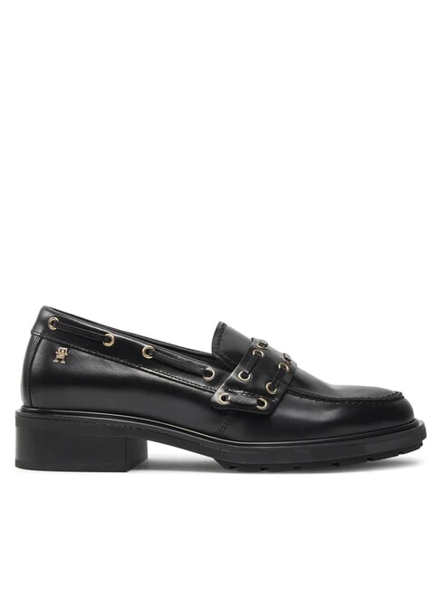 CHUNKY NAUTICAL EYELETS  Ledermokassins Schwarz - Damenschuhe